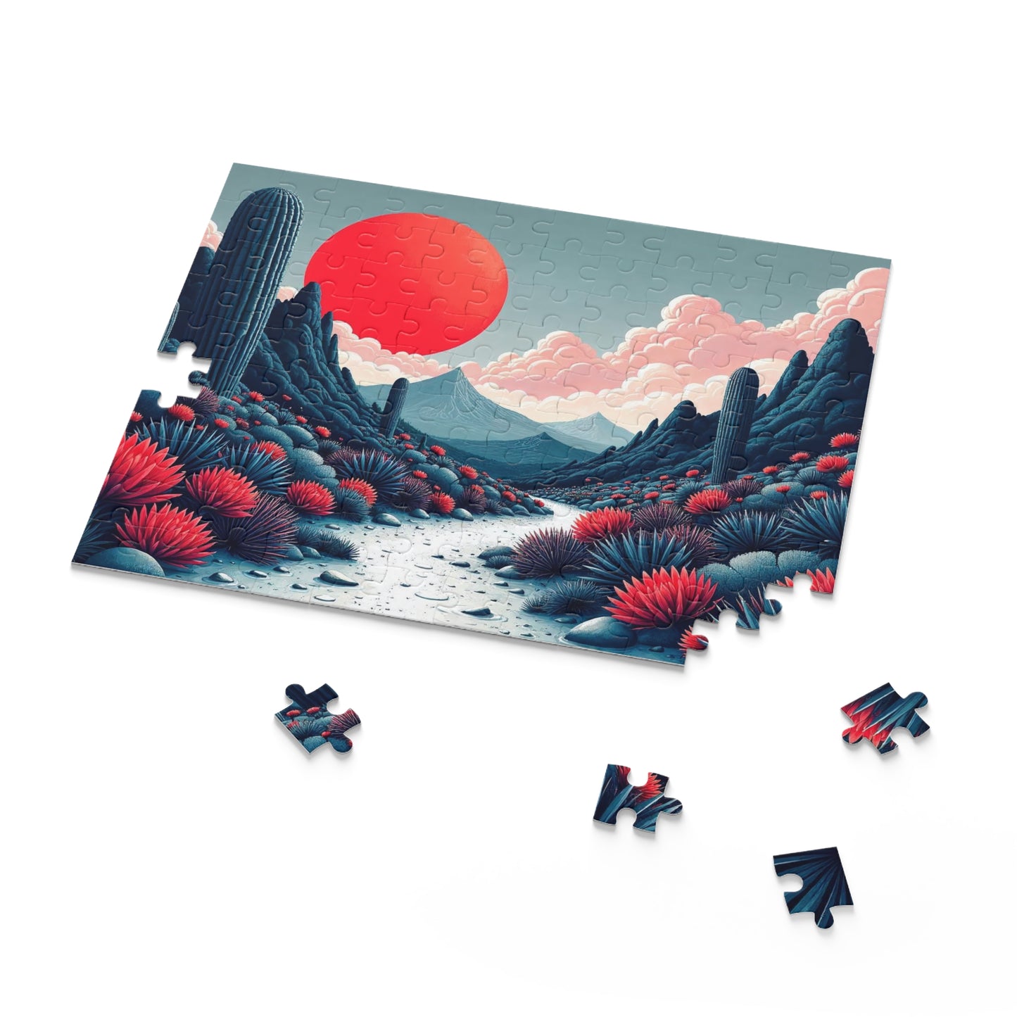 Desert Sunset Puzzle, 120-Piece Challenge, Home Decor, Colorful Art Piece, Relaxing Activity